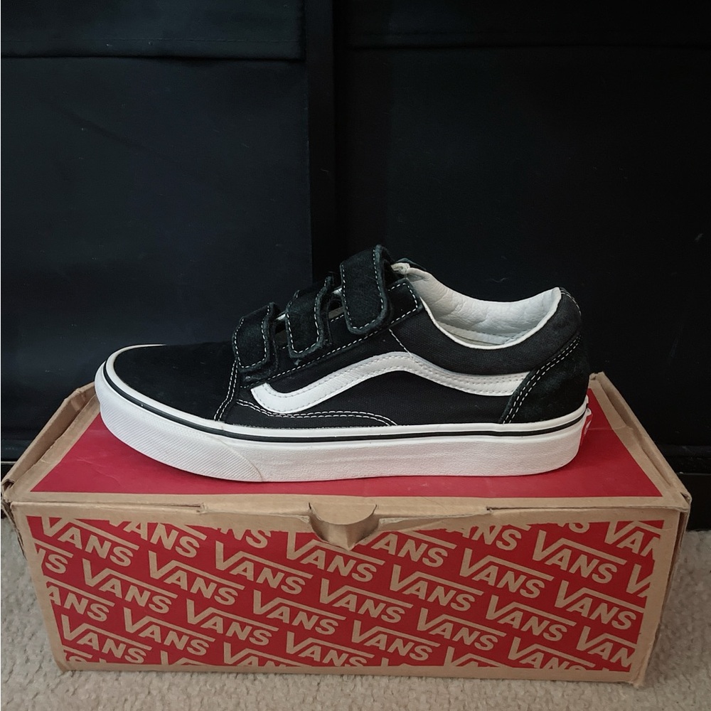 Vans Old Skool Black and White Velcro Shoes